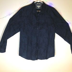 Calvin Klein Men's Blue Asphalt printed , woven button down shirt. XL